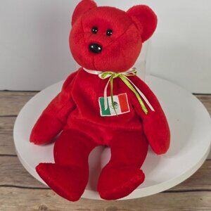 Ty Beanie Baby Osito Mexican Flag Bear 1999 Red Plush Toy